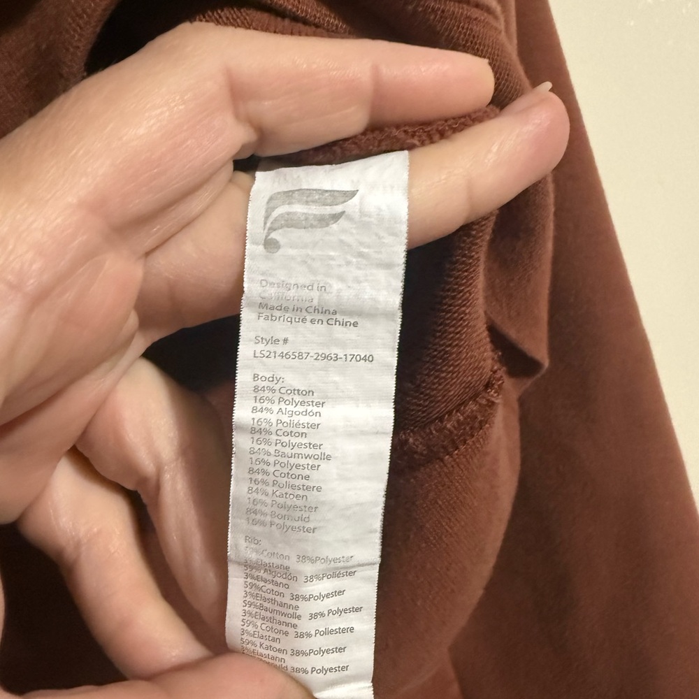 Fabletics Rust Brown Quarter-Zip Cropped Sweatshirt - Picture 3 of 4